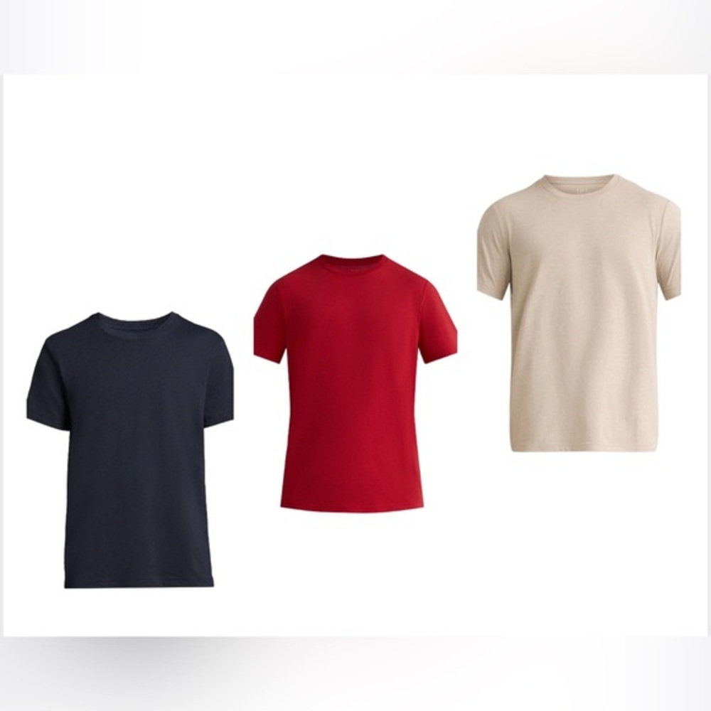 Men's Essential T-Shirt Trio - Navy, Red, and Beige